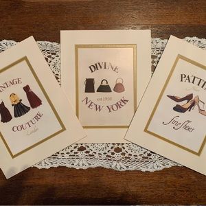 3 “FASHION” themed prints matted size 8”x10”